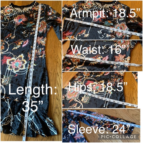 long sleeve velvet dress size M - Picture 7 of 13